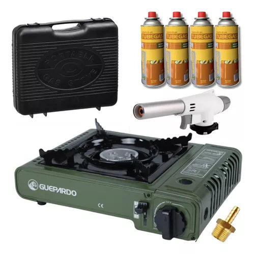 Fogareiro Fogão De Mesa P/ Pesca Camping C/ Maleta + Brinde