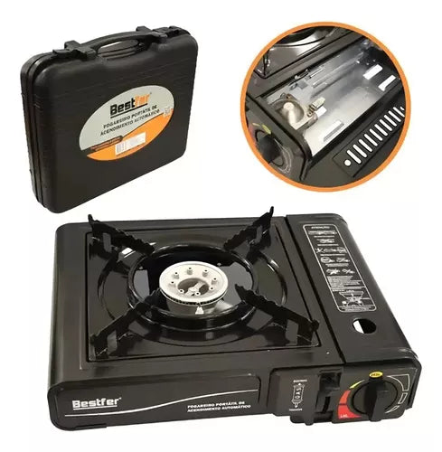 Bestfer fogareiro portátil camping ascendimento automático com Maleta