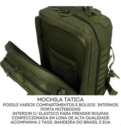 Mochila Militar Masculina Tática Impermeável Grande Trilha