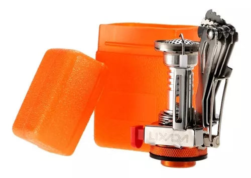 Mini Fogareiro + Conjunto Panela Camping 2 Peças+ Talheres