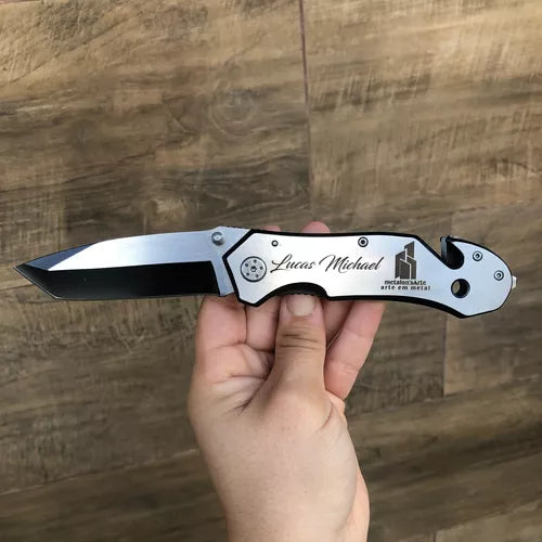 Canivete De Bolso Inox Tático Personalizado C/ Nome Ou Logo