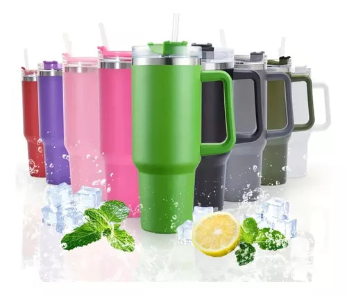 Copo Térmico Meiling 1200ml Inox Com Canudo E Alça