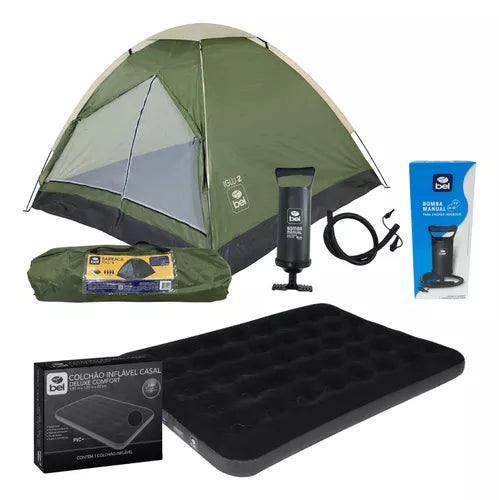Kit Barraca Bel + Colchão Casal +bomba De Ar Manual Black