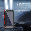Powerbank 20000 Mah Carregador Solar C/luzes + Bússola Preto.