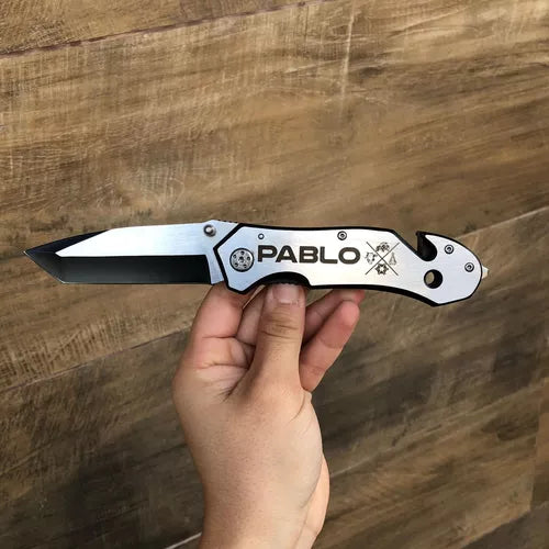 Canivete De Bolso Inox Tático Personalizado C/ Nome Ou Logo