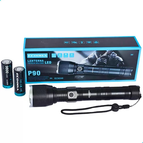 Lanterna Tática P90 Ec6249 Potência Extrema Longo Alcance Lanterna Preto Luz Branco