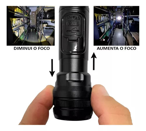 Lanterna Tática Recarregável Led W100 Super Potente