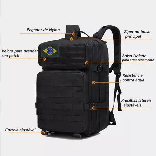 Mochila Tática Militar Impermeável Reforçada Grande 50litros