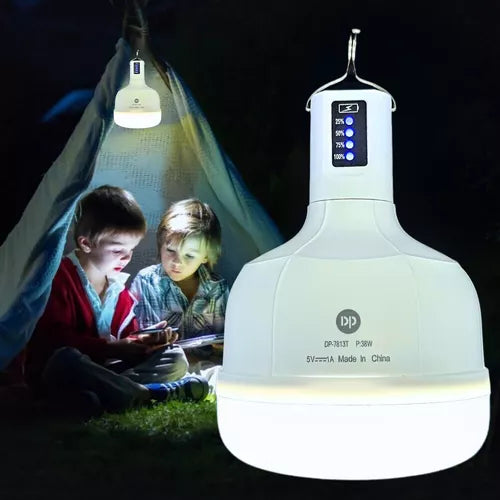 Lâmpada Camping Lampião Led Potente Solar Usb Barraca Pesca