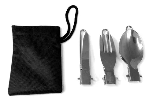 Mini Fogareiro + Conjunto Panela Camping 2 Peças+ Talheres