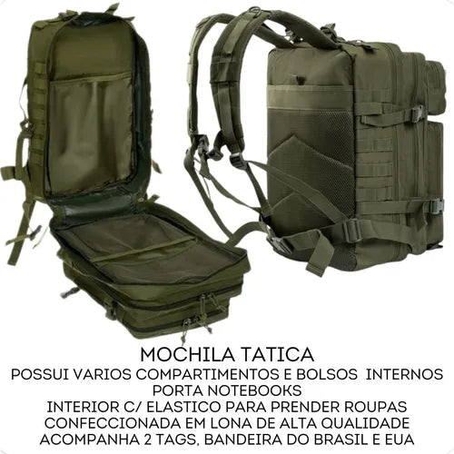 Mochila Militar Masculina Tática Impermeável Grande Trilha