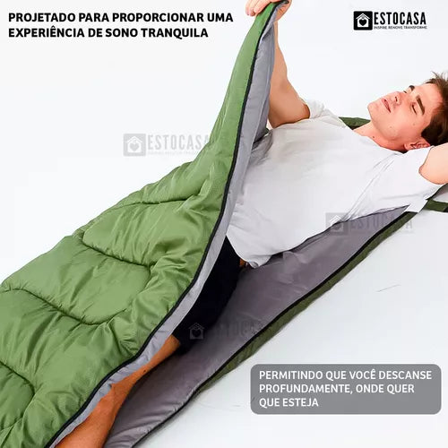 Saco De Dormir Com Capuz Estocasa Impermeável Zíper Acampar