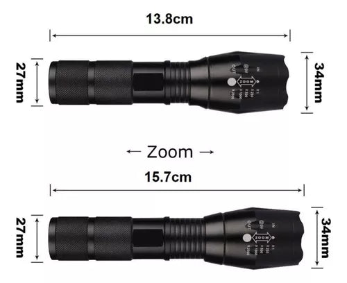 Lanterna Tática X900 Led Potente Recarregável Com Super Zoom