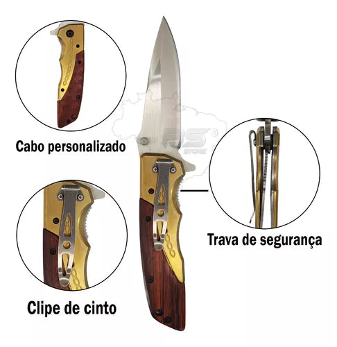 Canivete Tático Semi Automático Original Browning Gold