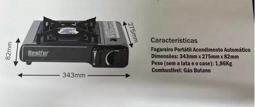 Bestfer fogareiro portátil camping ascendimento automático com Maleta