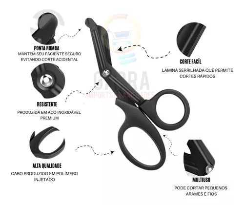 Tesoura Edc Ponta Romba Aph Resgate Samu Bombeiros Original