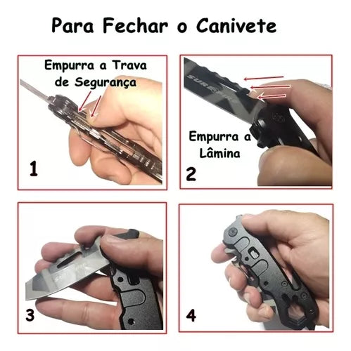 Canivete Tático Retrátil Saque Rápido Afiado Camping Pesca
