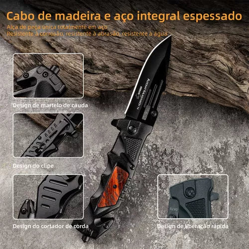 Canivete Retrátil Portátil De Bolso Faca Camping Pesca Caça
