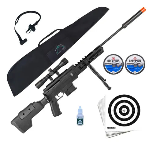 Carabina Pressão Sniper Sag Black Ops 5,5mm Lançamento Kit