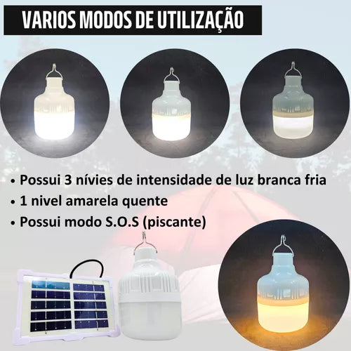 Lampião Led Potente Recarregável Lamparina Camping Barraca