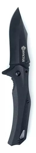 Canivete tático Spunk Invictus afiado com trava liner lock aço inoxidável All Black para EDC