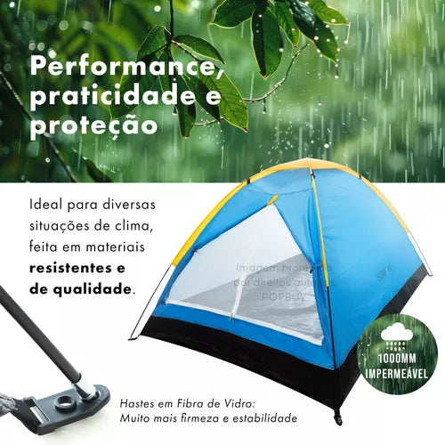 Barraca Camping 2 Pessoas Impermeável 1000mm Acampamento