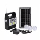 Kit Bateria Portátil Painel Solar 3 Lâmpadas Led Rádio Mp3