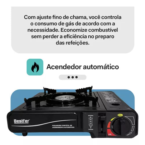 Bestfer fogareiro portátil camping ascendimento automático com Maleta