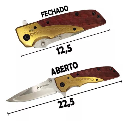 Canivete Tático Semi Automático Original Browning Gold