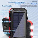 Powerbank 20000 Mah Carregador Solar C/luzes + Bússola Preto.