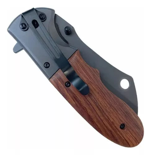 Canivete Semiautomático Boker Trilha Camping Tático Pesca Cor Madeira