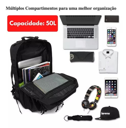 MODUS Mochila Tática Militar Camping Reforçada 50 Litros Impermeável