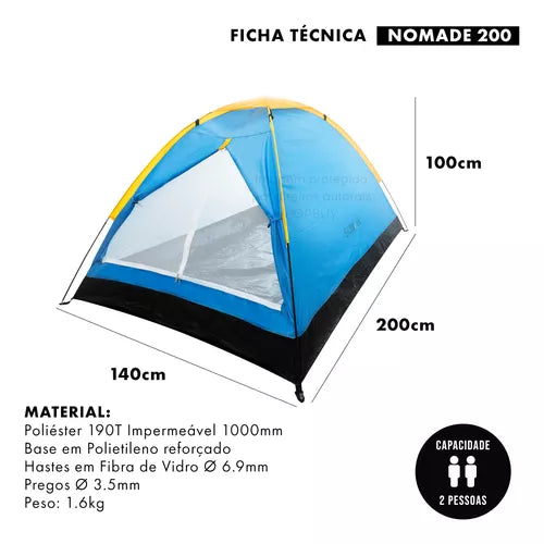 Barraca Camping 2 Pessoas Impermeável 1000mm Acampamento