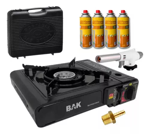Fogareiro Fogão De Mesa P/ Pesca Camping C/ Maleta + Brinde