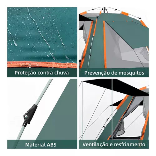 Barraca De Camping Automática Upf 50+ Impermeável 1500mm Grande Para 5-8 Pessoas
