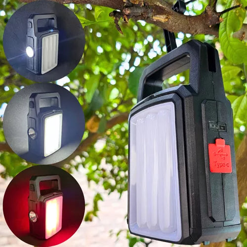 Lampião Led Recarregável Lâmpada Camping Solar Usb Pescaria