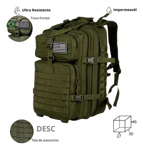 Mochila Tática Militar Impermeável Reforçada Grande 50l Eua
