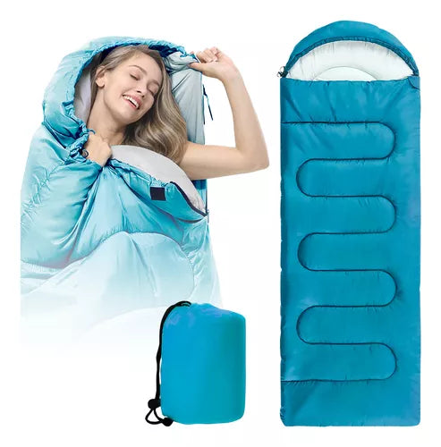 Saco De Dormir Com Capuz Estocasa Impermeável Zíper Acampar