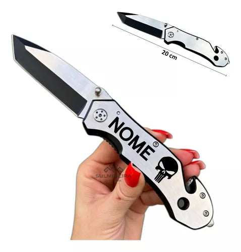 Canivete De Bolso Inox Tático Personalizado C/ Nome Ou Logo