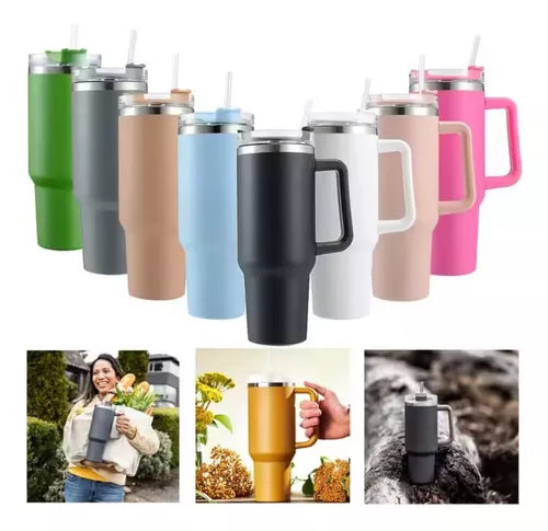 Copo Térmico Meiling 1200ml Inox Com Canudo E Alça