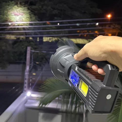 Lanterna Holofote C/ Power Bank + Led Lateral Alcança 2km