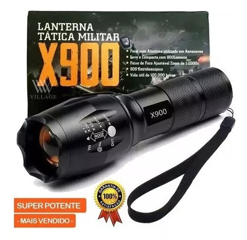 Lanterna Tática X900 Led Potente Recarregável Com Super Zoom