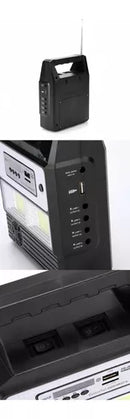 Kit Bateria Portátil Painel Solar 3 Lâmpadas Led Rádio Mp3
