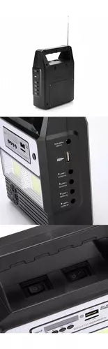 Kit Bateria Portátil Painel Solar 3 Lâmpadas Led Rádio Mp3