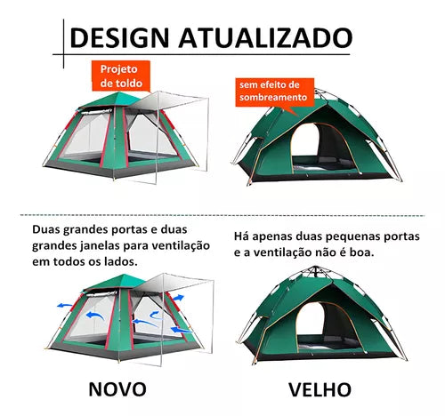 Barraca De Camping Automática Upf 50+ Impermeável 1500mm Grande Para 5-8 Pessoas