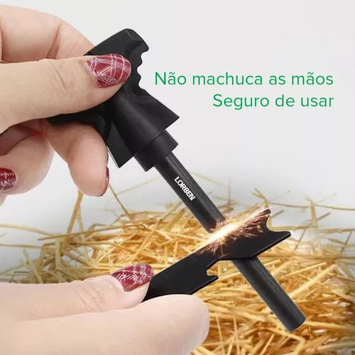 Pederneira Para Acender Fogo Isqueiro Magnésio Camping