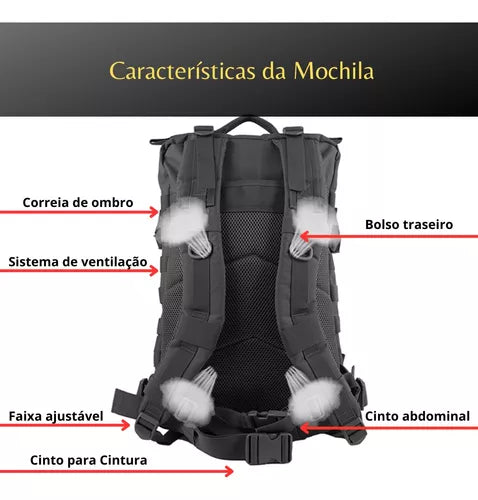 Mochila Tática Militar Impermeável Reforçada Grande 50litros