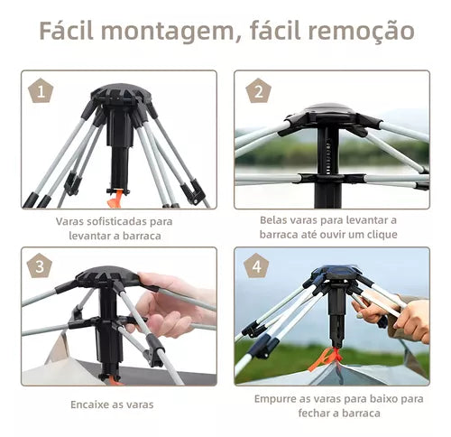 Barraca De Camping Automática Upf 50+ Impermeável 1500mm Grande Para 5-8 Pessoas