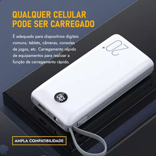 Power Bank 20.000mah Carregador Rápido Com Display Portátil