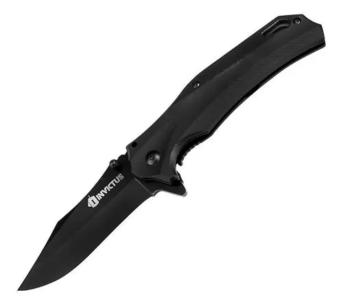 Canivete tático Spunk Invictus afiado com trava liner lock aço inoxidável All Black para EDC